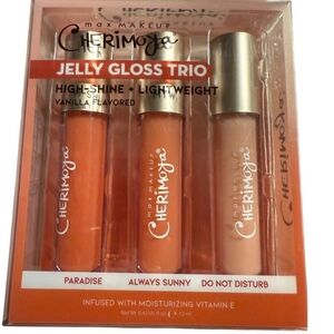 Max Makeup Cherimoya Jelly Gloss Trio - High‎ Shine Light Weight Set Of 3 New